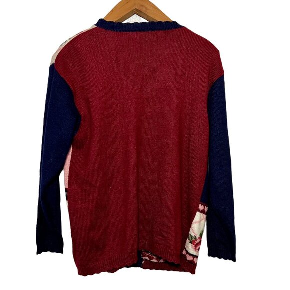 Embroidered by Hand Vintage Christmas Cardigan Grandma Pink Oversized Large - Picture 4 of 13